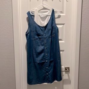 Blue casual button up dress